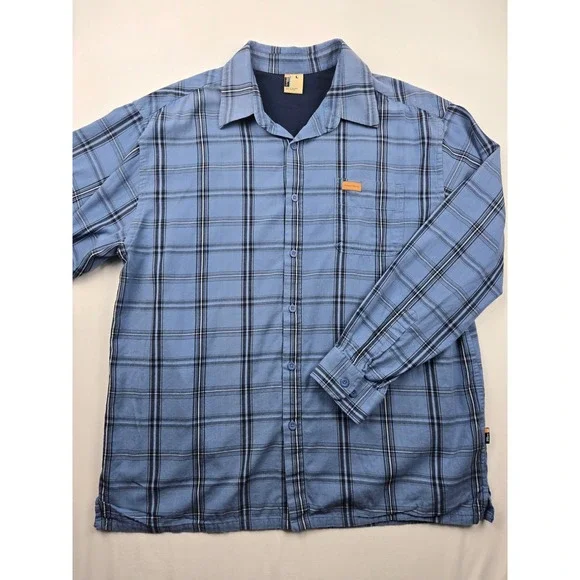 State Property Plaid Button Down Shirt Men's Large Blue Black Long Sleeve Casual - Picture 1 of 5